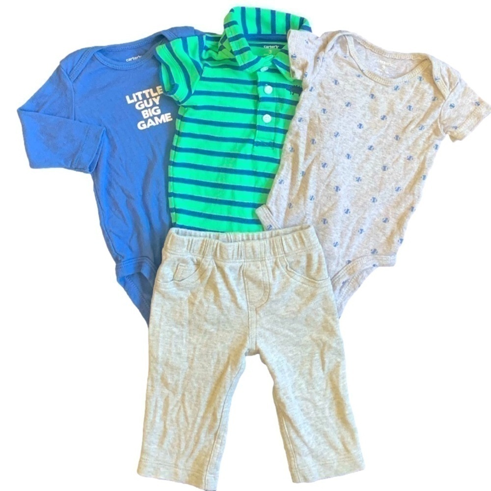 Carter’s Blue Gray Green Onesie Bundle Size 3 Months